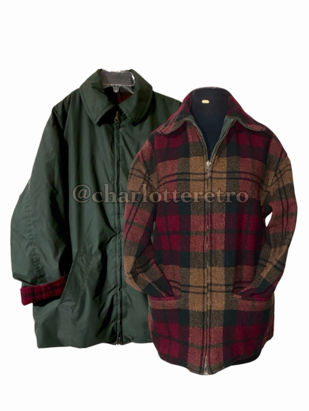 vtg London Fog • REVERSIBLE Wool Plaid and Brushed Cotton Coat • Made in Korea